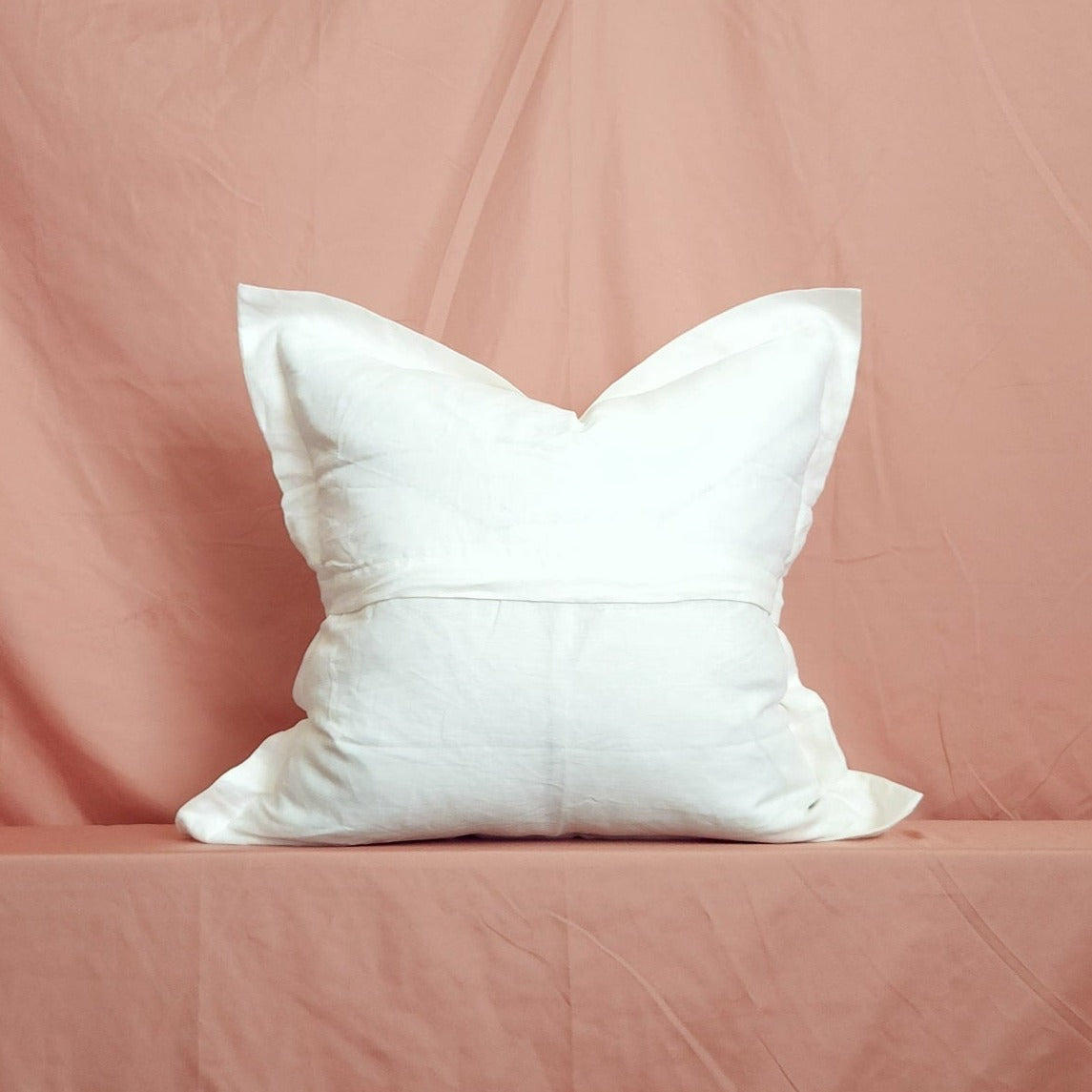 Blanche White Flanged French Linen 20" Pillow Cover | Dusk & Bloom