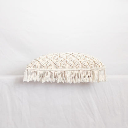 Lily White Boho Macrame 20" Pillow Cover - Handmade | Dusk & Bloom