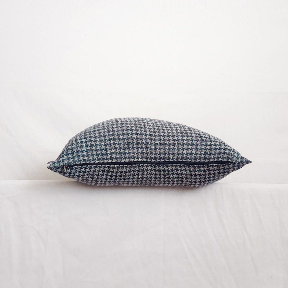 Ordonne Blue Houndstooth Linen 20" Throw Pillow Cover | Dusk & Bloom