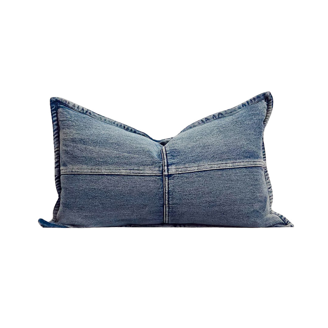 Dixie Denim Blue Lumbar Throw Pillow Cover | Dusk & Bloom