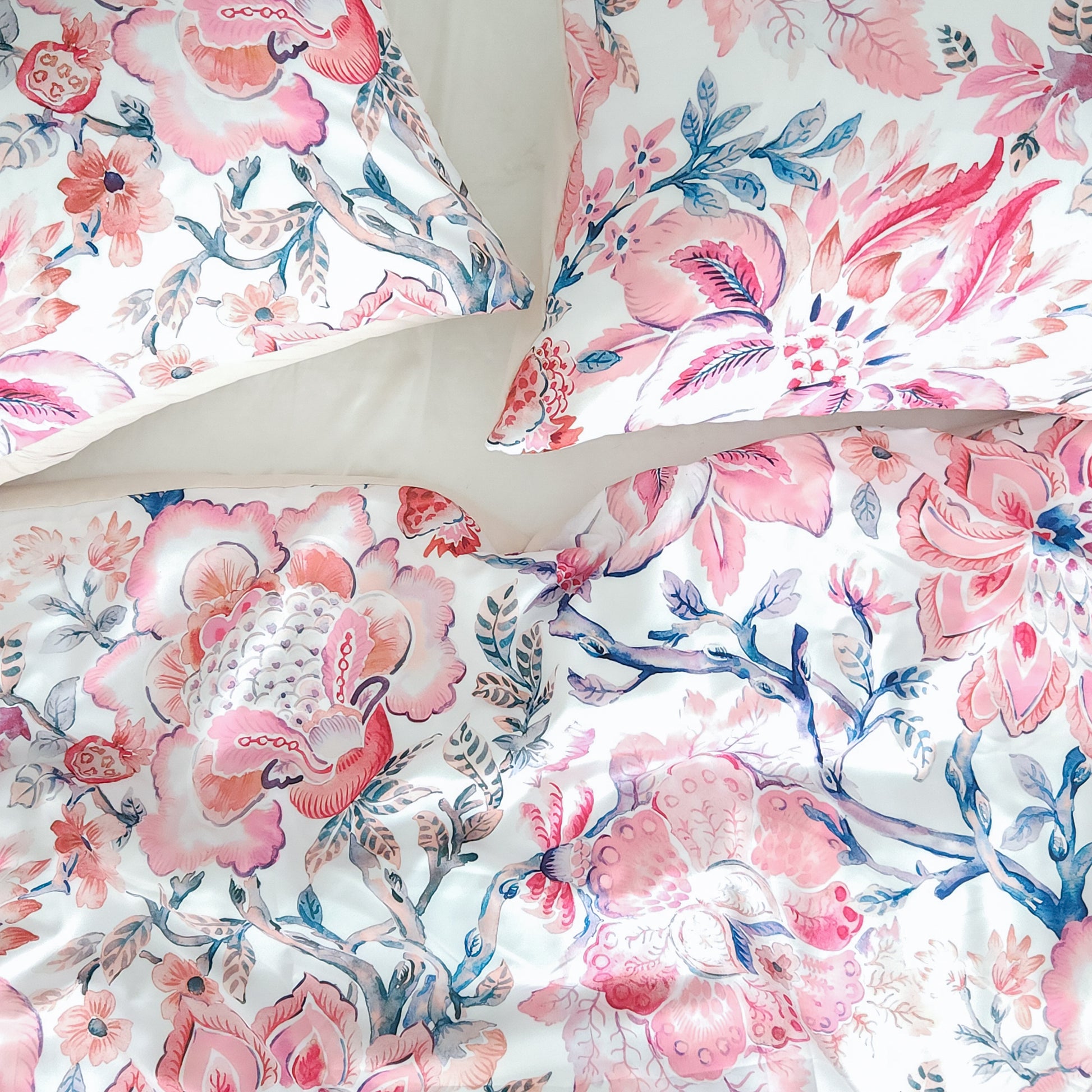 Indira Pink & White Floral Boho Duvet Cover Set | Dusk & Bloom