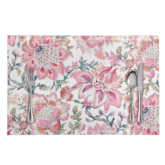 Indira Pink & White Floral Boho Placemat | Dusk & Bloom