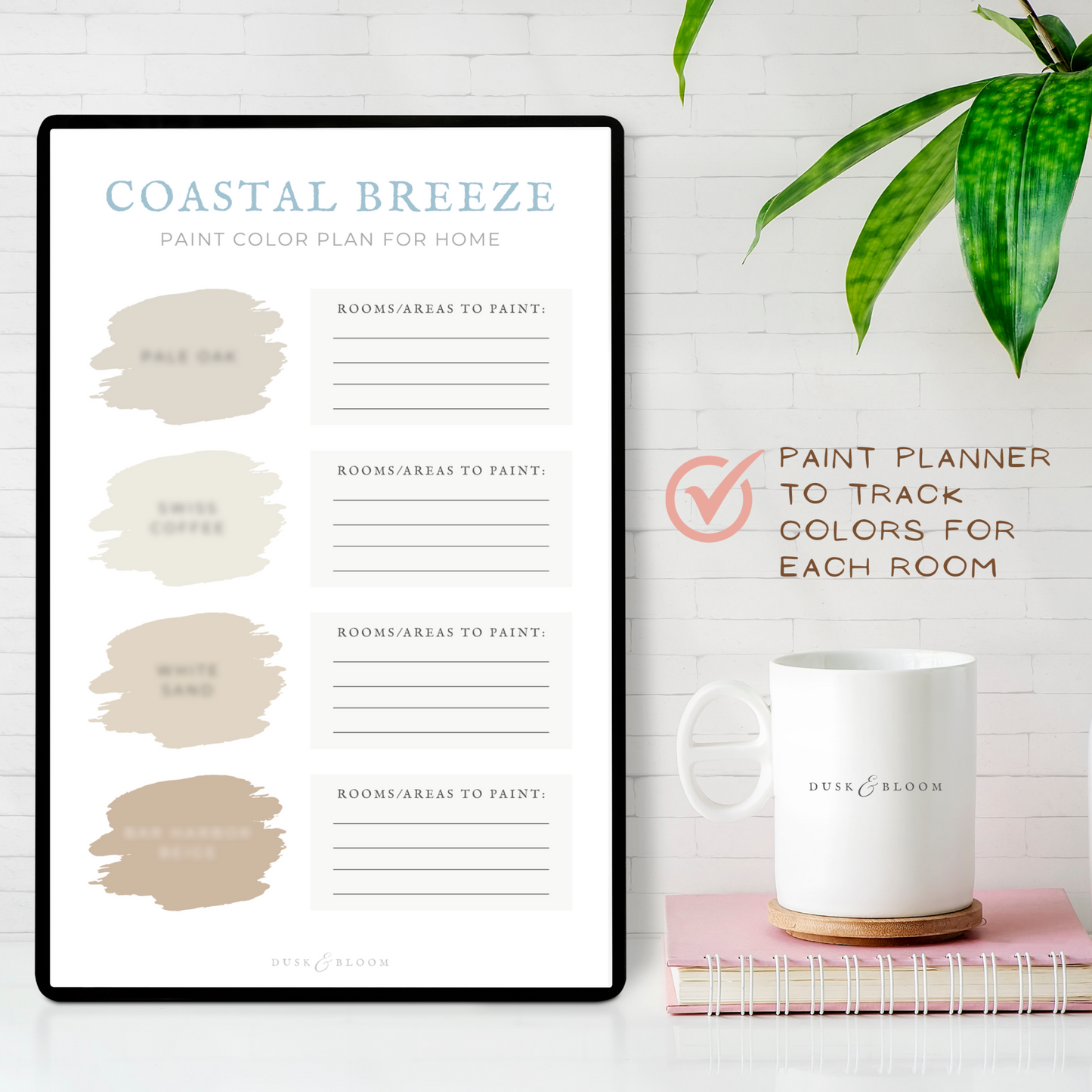 Coastal Color Palette - Paint Color Palette for Whole House Interior + Materials & Finishes | Dusk & Bloom