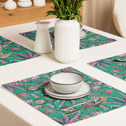 Chaya Green Placemats (Set of 4), Tropical Placemats | Dusk & Bloom
