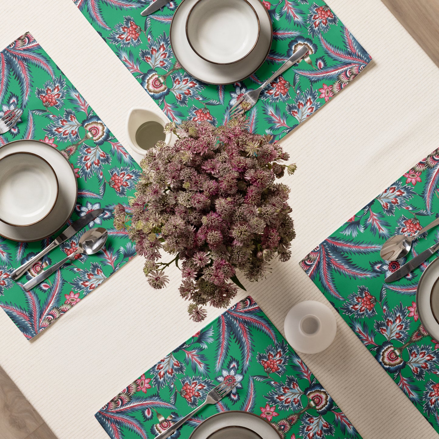 Chaya Green Floral Tropical Boho Placemats, Set of 4 (MTO) | A Dusk & Bloom Exclusive