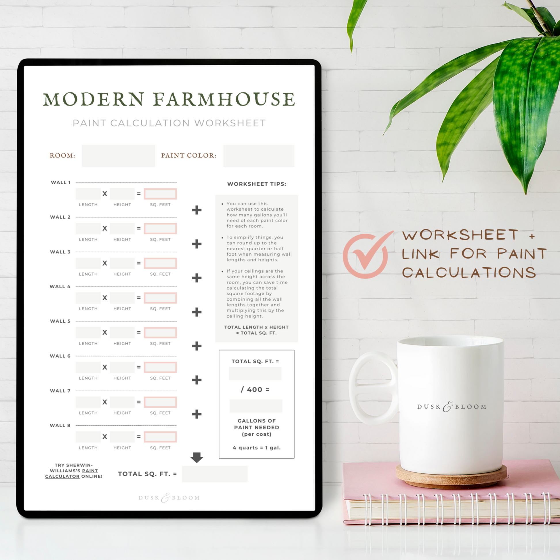 Modern Farmhouse Color Palette - Paint Color Palette for Whole House Interior + Materials & Finishes | Dusk & Bloom