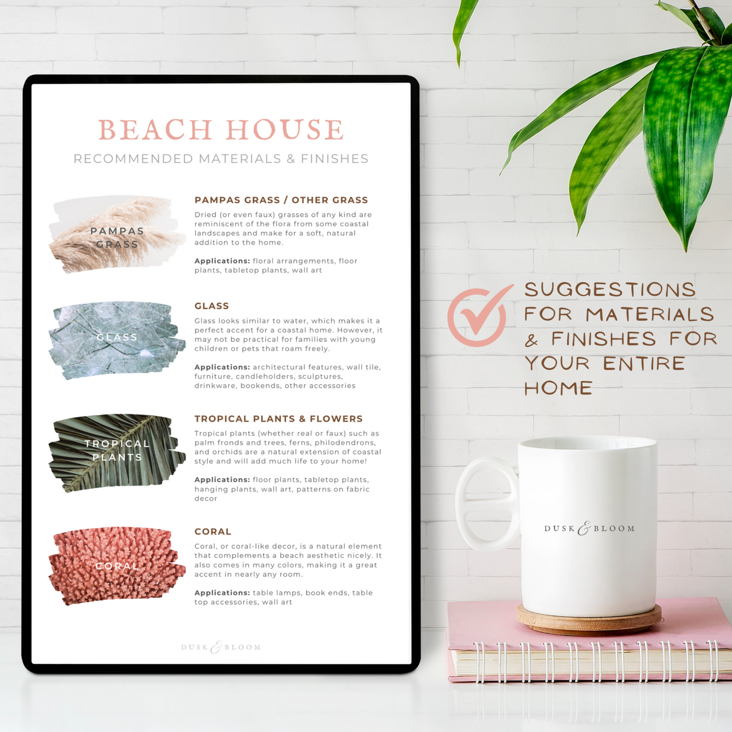 Beach House Paint Colors - Color Palette for Whole House Interior + Materials & Finishes Guide | Dusk & Bloom