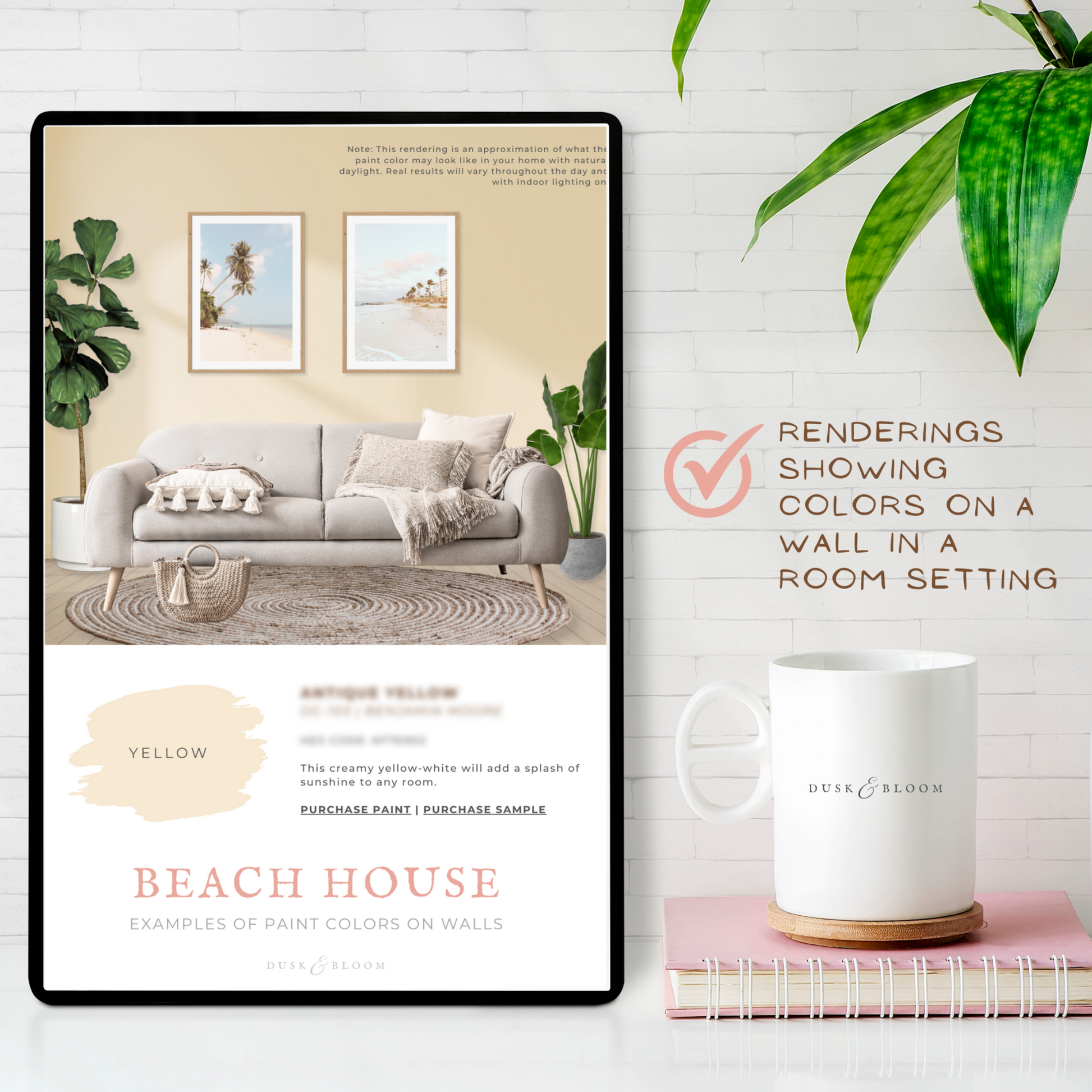 Beach House Paint Colors - Color Palette for Whole House Interior + Materials & Finishes Guide | Dusk & Bloom