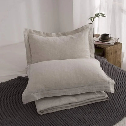 Nerea Natural Beige 100% French Linen Duvet Cover Bedding Set | Dusk & Bloom