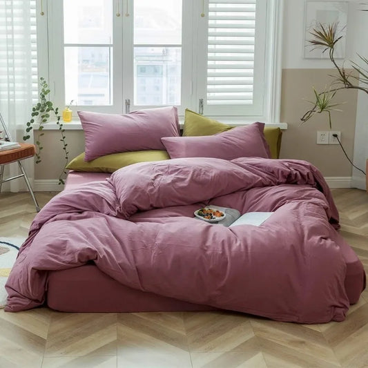 Aurora Mauve Purple Bedding, Washed Cotton Duvet Cover Set | Dusk & Bloom
