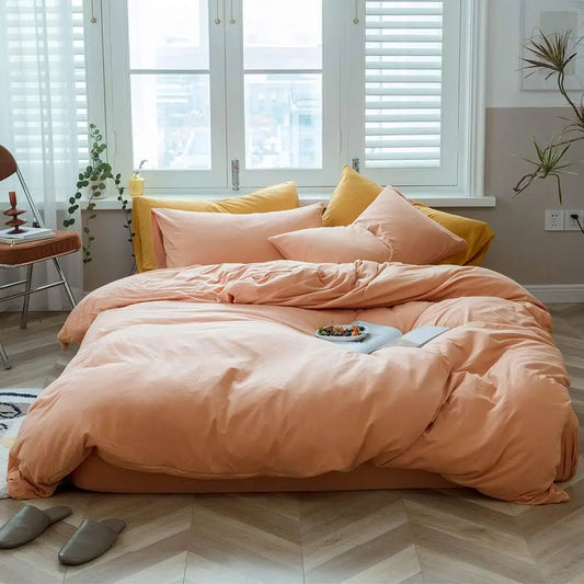 Aurora Orange Bedding, Washed Cotton Duvet Cover Set | Dusk & Bloom
