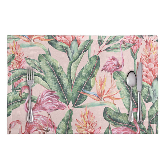 Keyes Pink and Green Flamingo Tropical Placemat | Dusk & Bloom