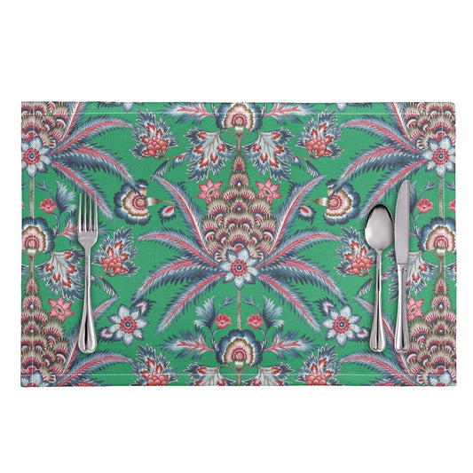 Chaya Green Floral Tropical Boho Placemat | Dusk & Bloom