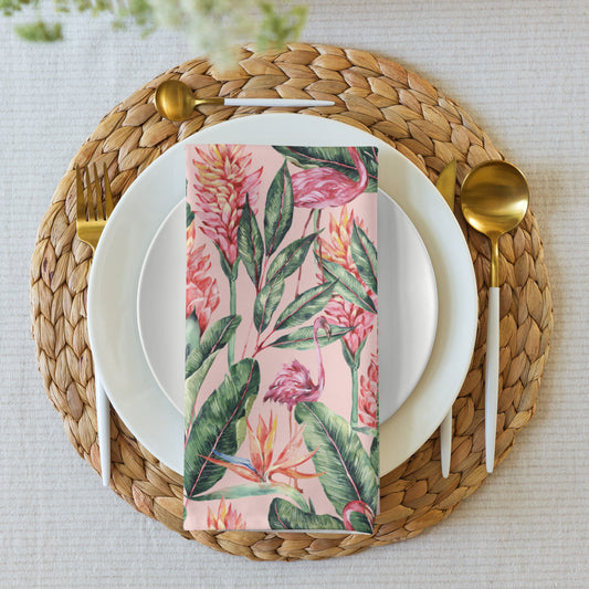 Keyes Tropical Flamingo Napkins, Pink Cloth Napkins | Dusk & Bloom