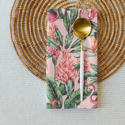 Keyes Tropical Flamingo Napkins, Pink Cloth Napkins | Dusk & Bloom