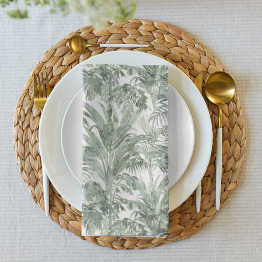 Havana Sage Green Palm Leaves Tropical Napkins, Set of 4 | Dusk & Bloom