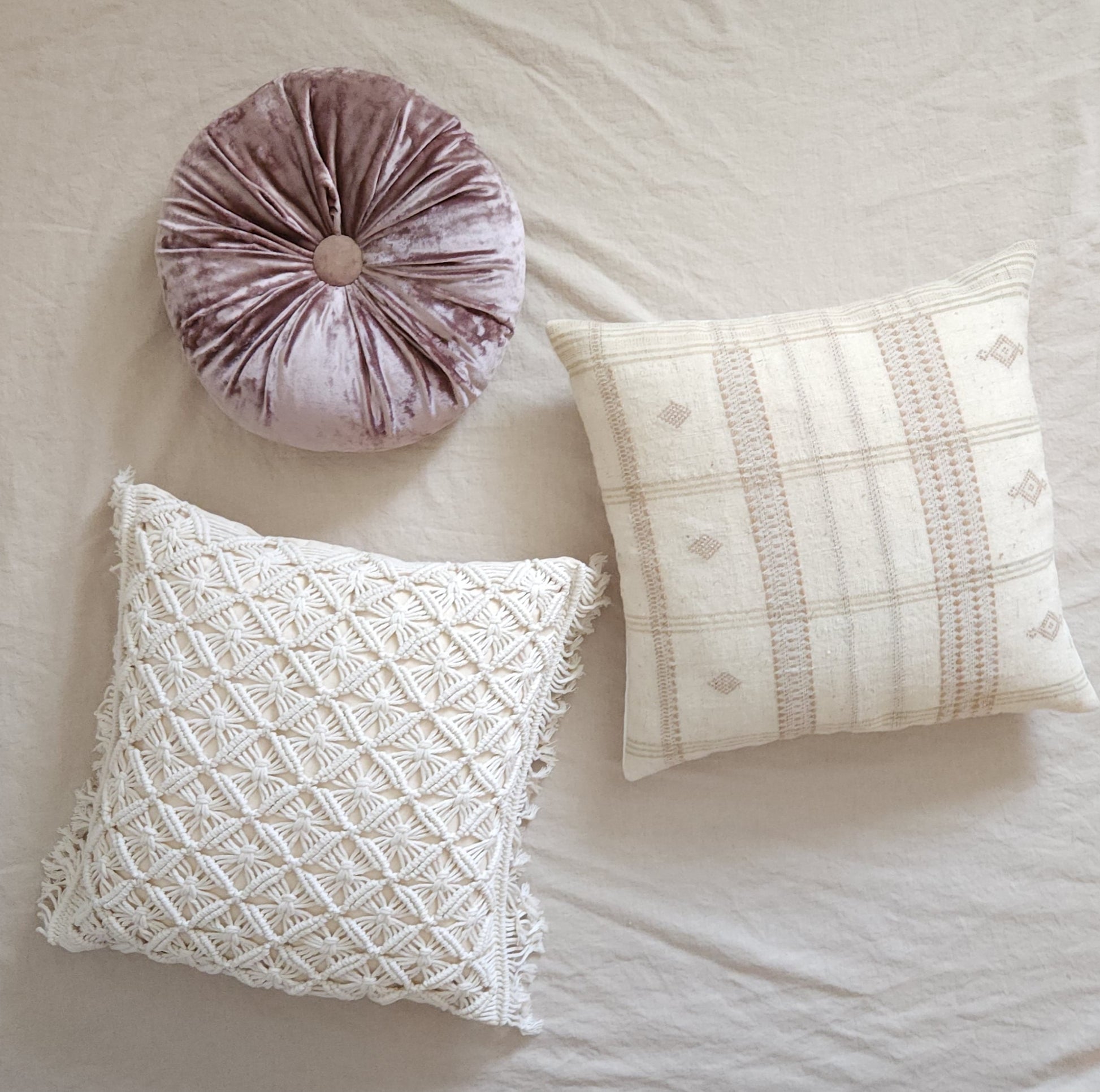 Trish Lilac & Ivory Glam Boho Chic Pillow Cover Combo | Dusk & Bloom