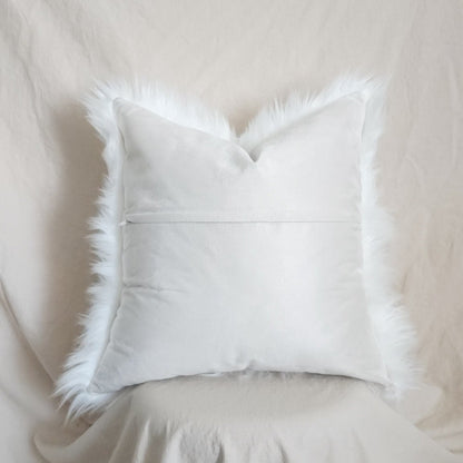 Francine White Faux Fur 20" Pillow Cover | Dusk & Bloom