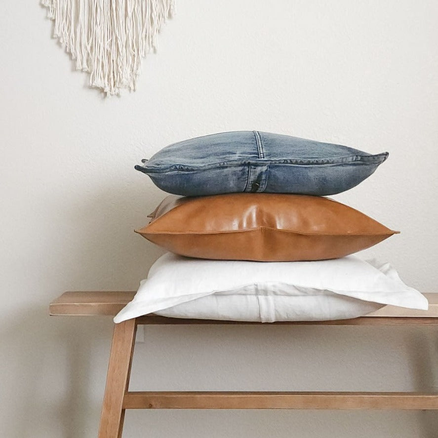Drew Blue & Brown Modern Rustic Pillow Cover Combo | Dusk & Bloom