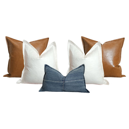 Drew Blue & Brown Modern Rustic 5 Pillow Cover Combo | Dusk & Bloom