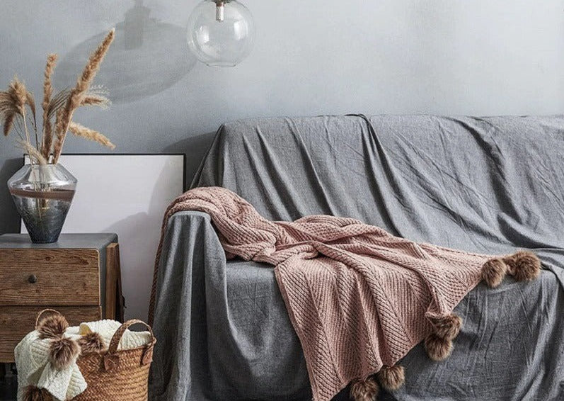 Gigi Dusty Pink Chenille Pom-Pom Throw Blanket | Dusk & BloomGigi Dusty Pink Chenille Pom-Pom Throw Blanket | Dusk & Bloom