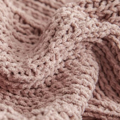 Gigi Dusty Pink Chenille Pom-Pom Throw Blanket | Dusk & Bloom