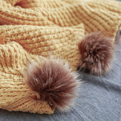 Gigi Golden Yellow Chenille Pom-Pom Throw Blanket | Dusk & Bloom
