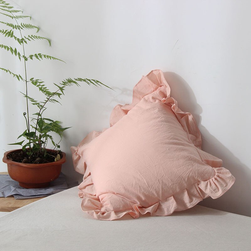 Sarah Blush Orange Ruffle Pillow Cover | Dusk & Bloom