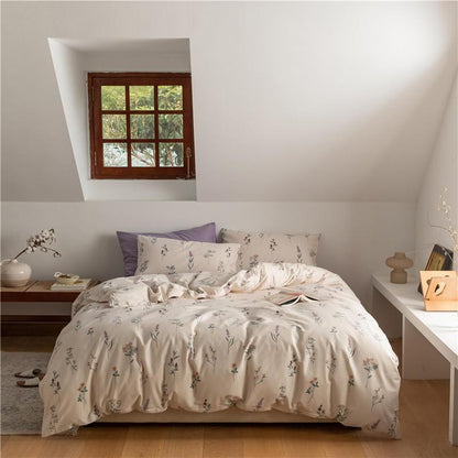 Paige Ivory Cottagecore Floral Duvet Cover Set with Lavender Sheet | Dusk & Bloom