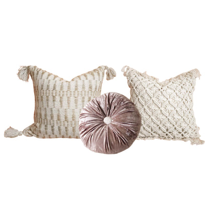 Lucille Lilac & Tan Glam Boho Chic Pillow Cover Combo | Dusk & Bloom