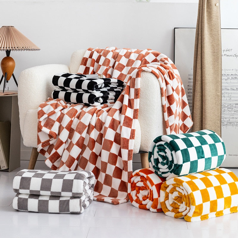 Bobby Gray Retro Checkered Flannel Throw Blanket (Long) | Dusk & Bloom