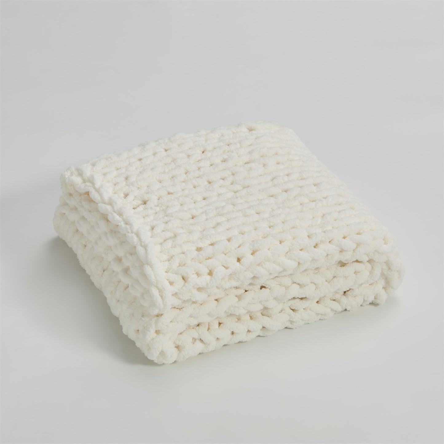 Serenity White Chenille Chunky Knit Throw Blanket (51" x 63") | Dusk & Bloom