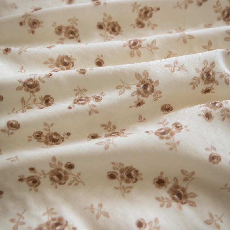 Emma White & Brown Cotton Ditsy Floral Duvet Cover Set with Ruffles | Dusk & Bloom