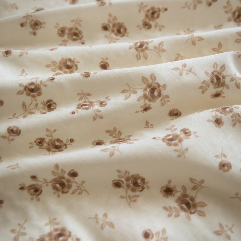 Emma White & Brown Cotton Ditsy Floral Duvet Cover Set with Ruffles | Dusk & Bloom