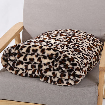 Tafari Beige & Brown Leopard Faux Fur Throw Blanket (Long) | Dusk & Bloom