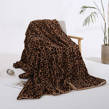 Tafari Brown Leopard Faux Fur Throw Blanket (Long) | Dusk & Bloom