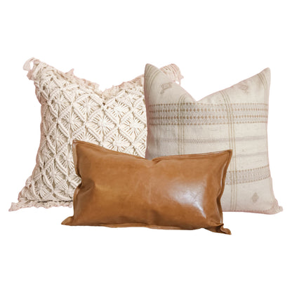 Tess Brown & Ivory Neutral Boho 3 Pillow Cover Combo | Dusk & Bloom