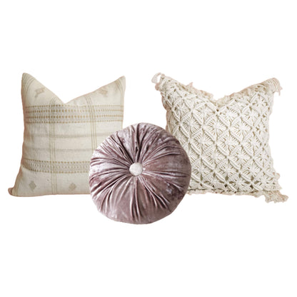 Trish Lilac & Ivory Glam Boho Chic Pillow Cover Combo | Dusk & Bloom