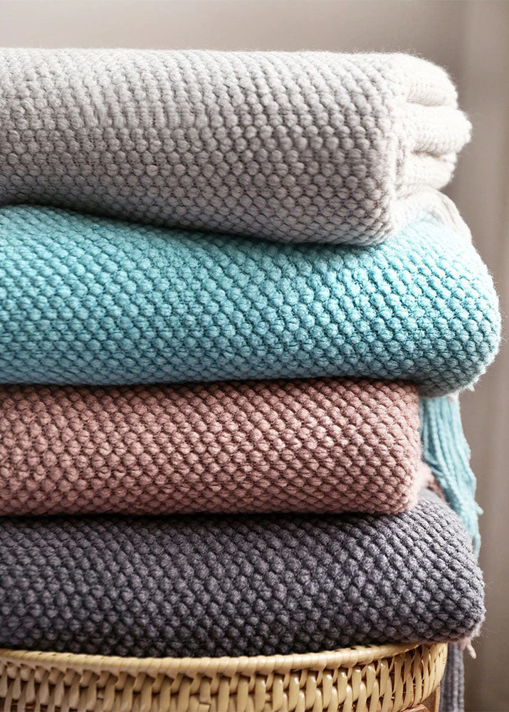 Valerie Waffle Throw Blankets with Fringe | Dusk & Bloom