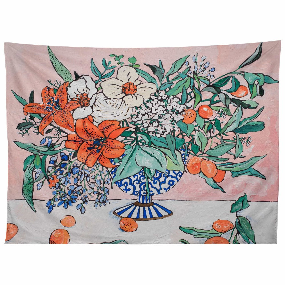 Botanical 'California Summer Bouquet Ora' Wall Tapestry by Lara Lee Meintjes | Dusk & Bloom