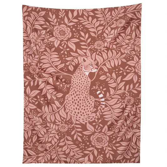 Brown Botanical 'Cheetah Summer Collection IX' Wall Tapestry by Avenie | Dusk & Bloom