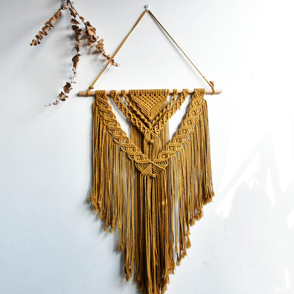 Ochre Yellow Freya Macrame Fringe Wall Hanging / Tapestry | Dusk & Bloom