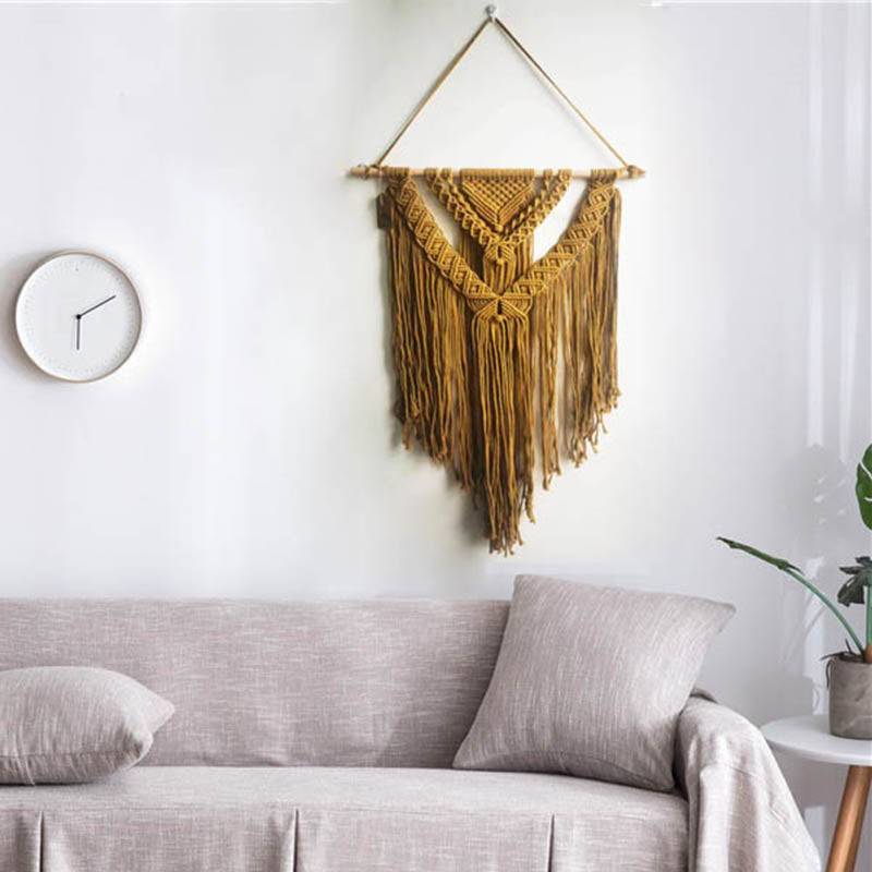 Ochre Yellow Freya Macrame Fringe Wall Hanging / Tapestry | Dusk & Bloom