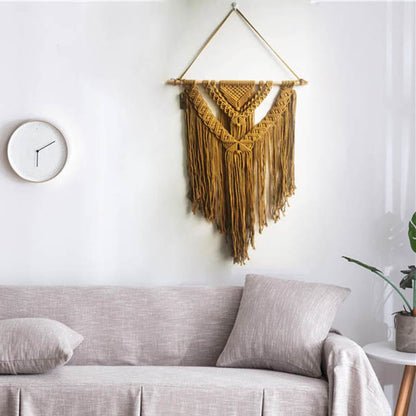 Ochre Yellow Freya Macrame Fringe Wall Hanging / Tapestry | Dusk & Bloom