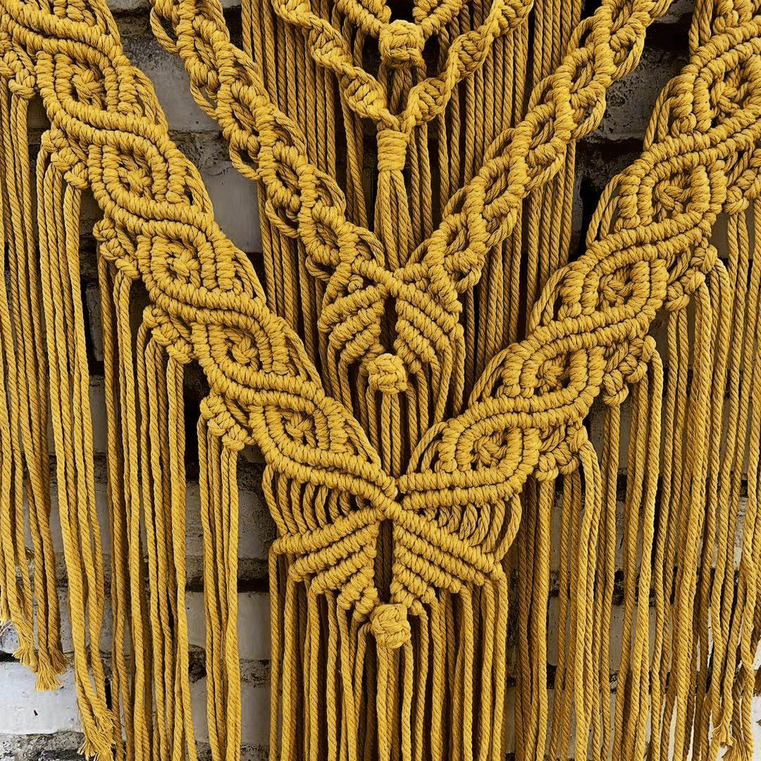 Ochre Yellow Freya Macrame Fringe Wall Hanging / Tapestry | Dusk & Bloom