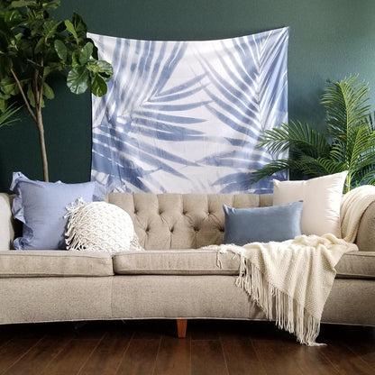 Tropical Blue 'Serenity Palms' Wall Tapestry by Emanuela Carratoni | Dusk & Bloom