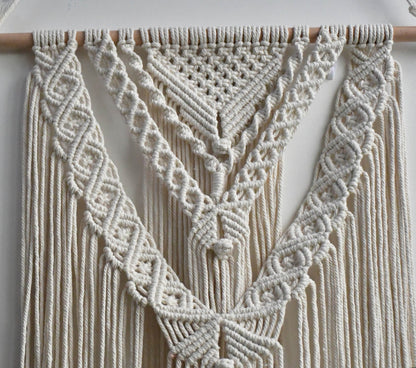 Freya White Macrame Fringe Wall Hanging / Tapestry | Dusk & Bloom