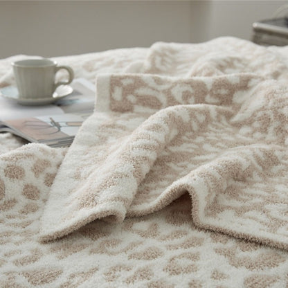 Amara Beige Leopard Microfiber Throw Blanket (51" x 63", Reversible) | Dusk & Bloom