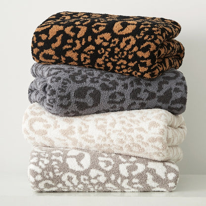 Amara Leopard Microfiber Throw Blankets (51" x 63", Reversible) | Dusk & Bloom
