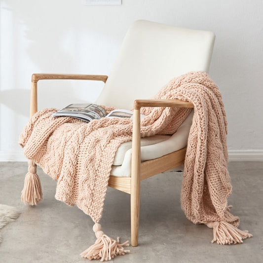 Clara Handmade Tassel Throw Blanket in Blush | Dusk & Bloom